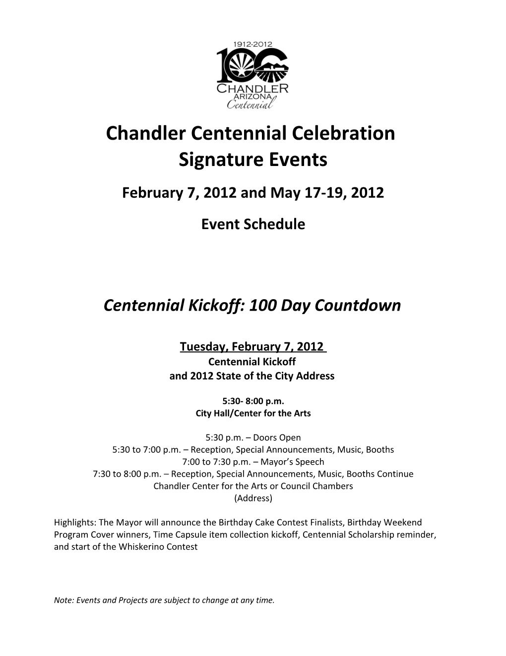 Chandler Centennial Celebration