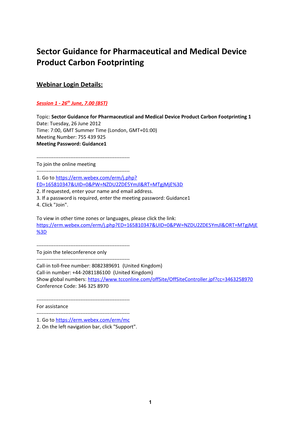 Sector Guidance for Pharmaceutical and Medical Device Product Carbon Footprinting