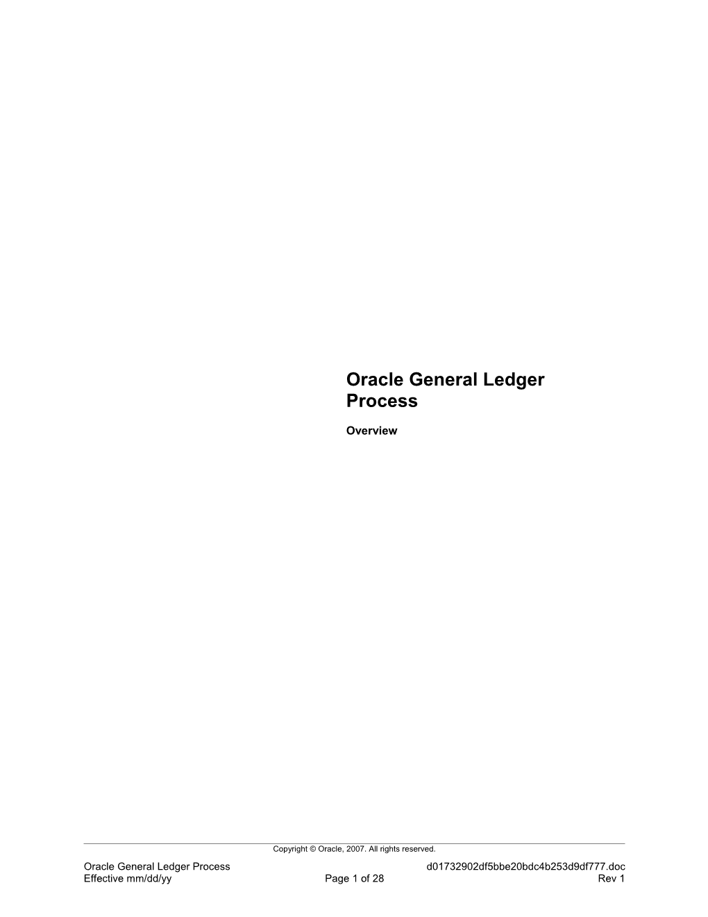 Oracle General Ledger Process