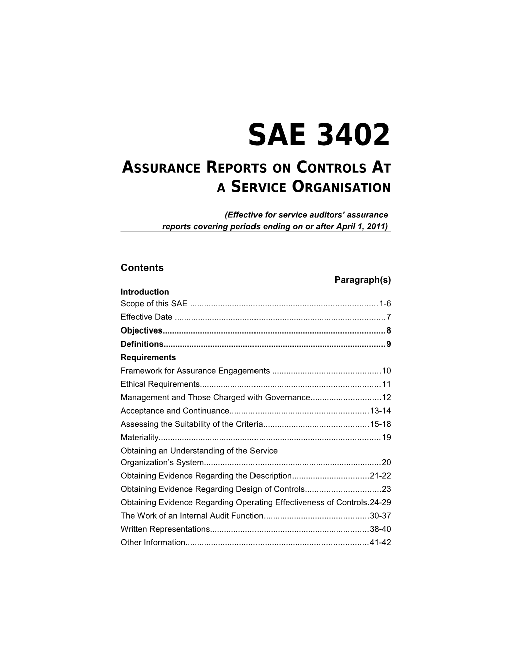 Assurance Reports on Controls at a Service Organization