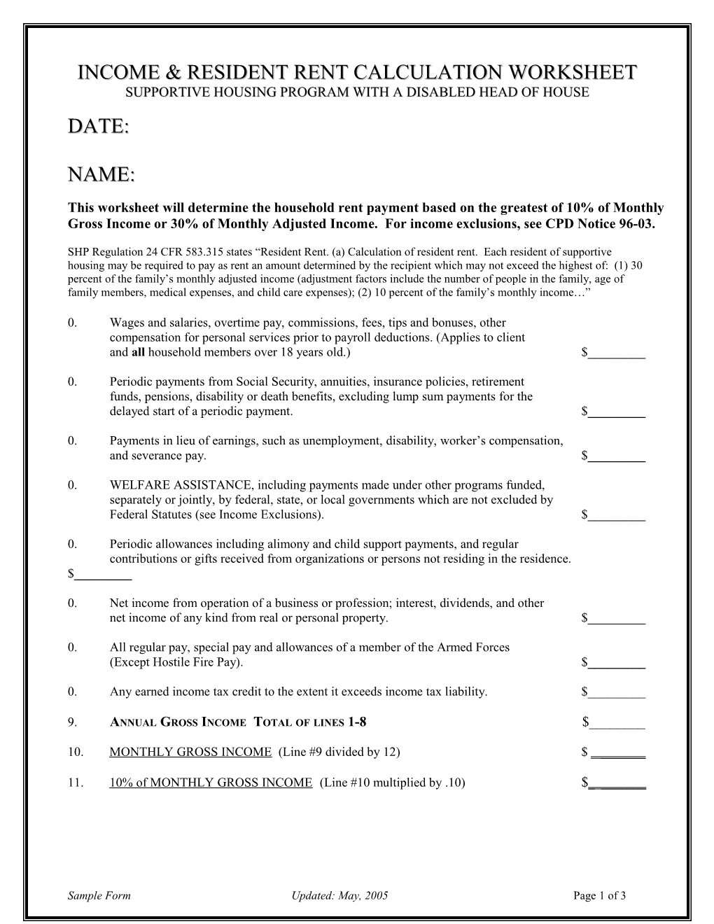 Adjusted Gross Income Worksheet