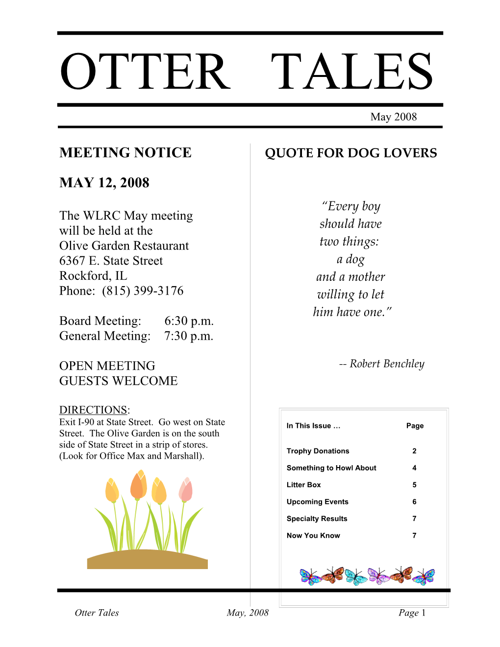 Otter Tales May, 2008 Page 1