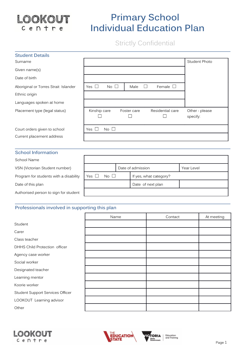 IEP Template for Primary Schools