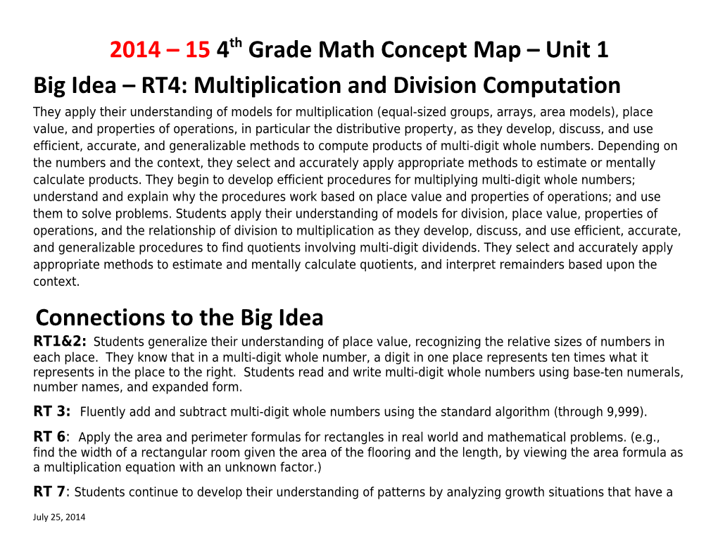 2014 154Th Grade Math Concept Map Unit 1