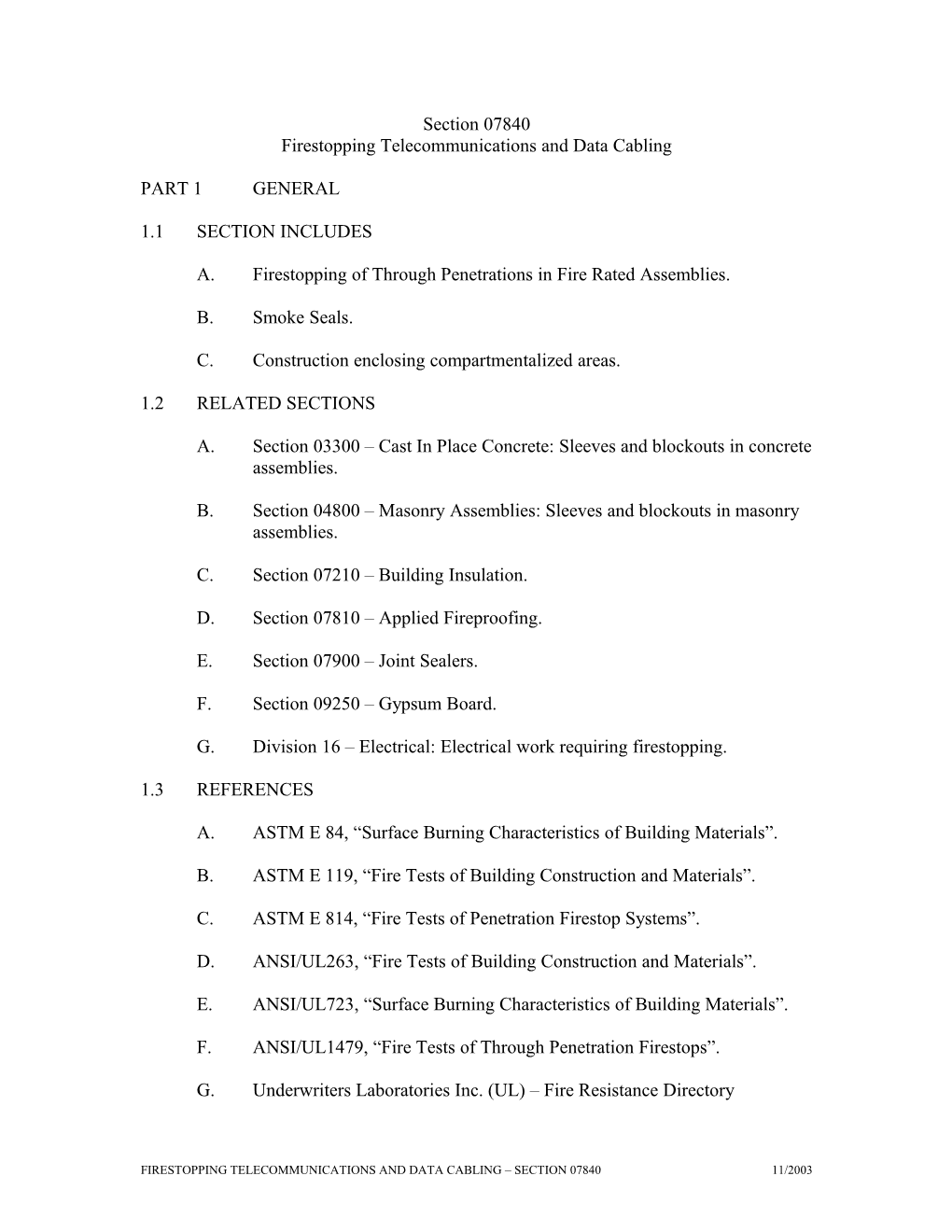 Firestopping Telecommunications and Data Cabling