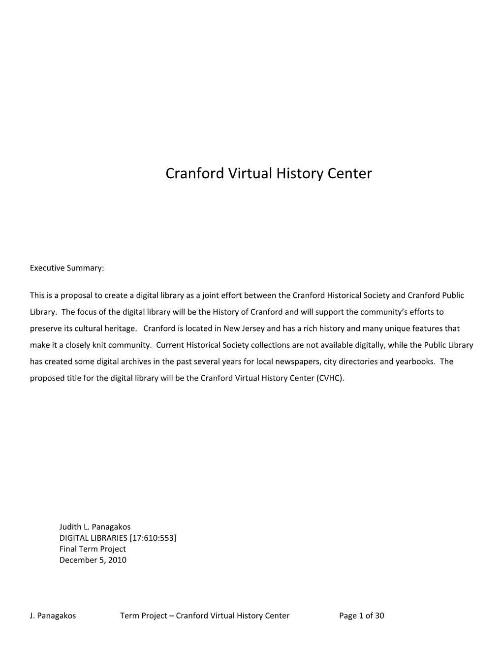 Cranford Virtual Historycenter