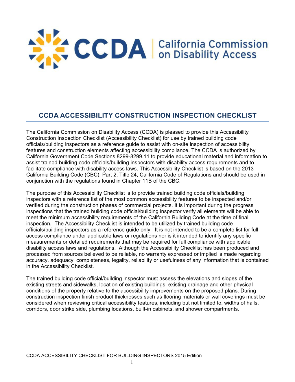 Ccda Accessibility Construction Inspection Checklist