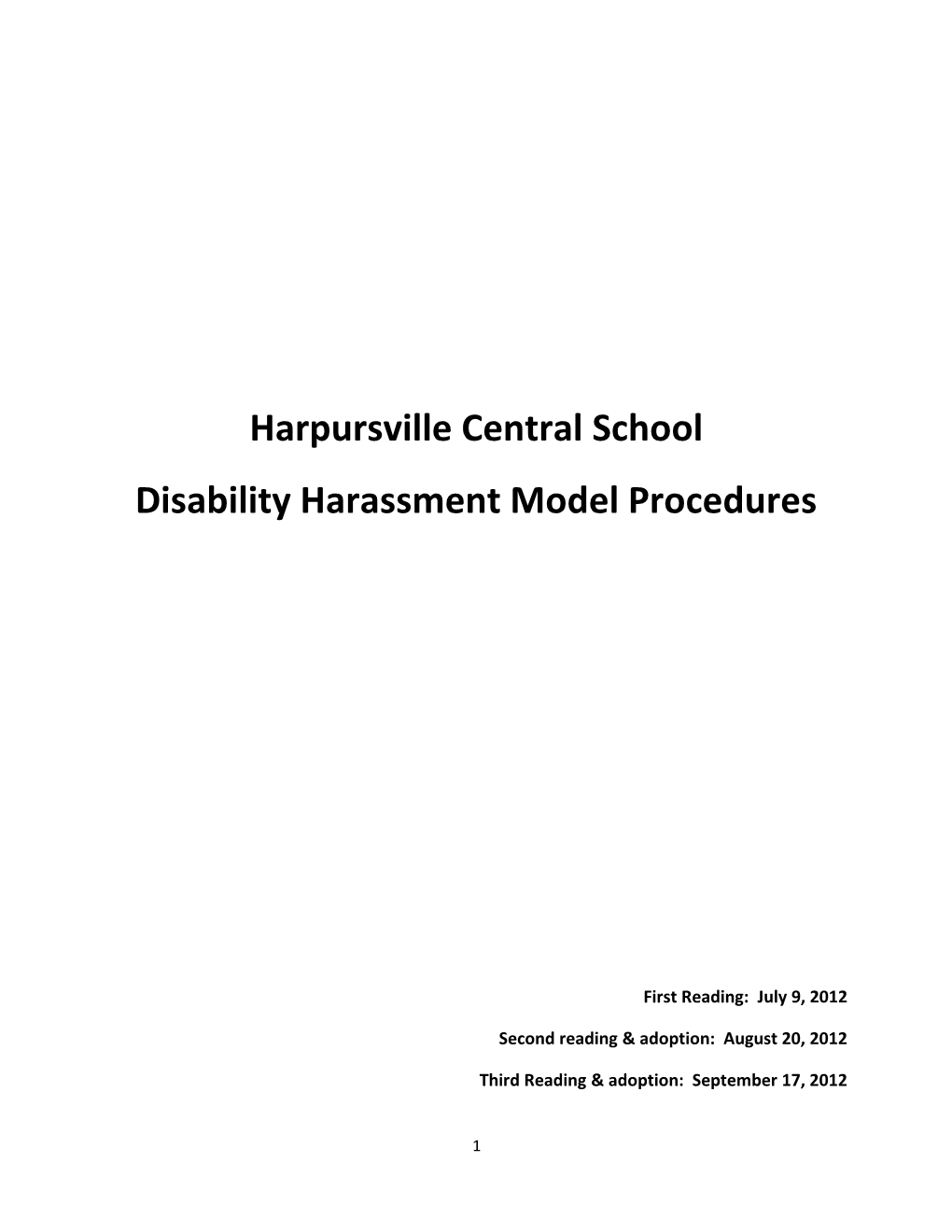 Disability Harassment Model Procedures