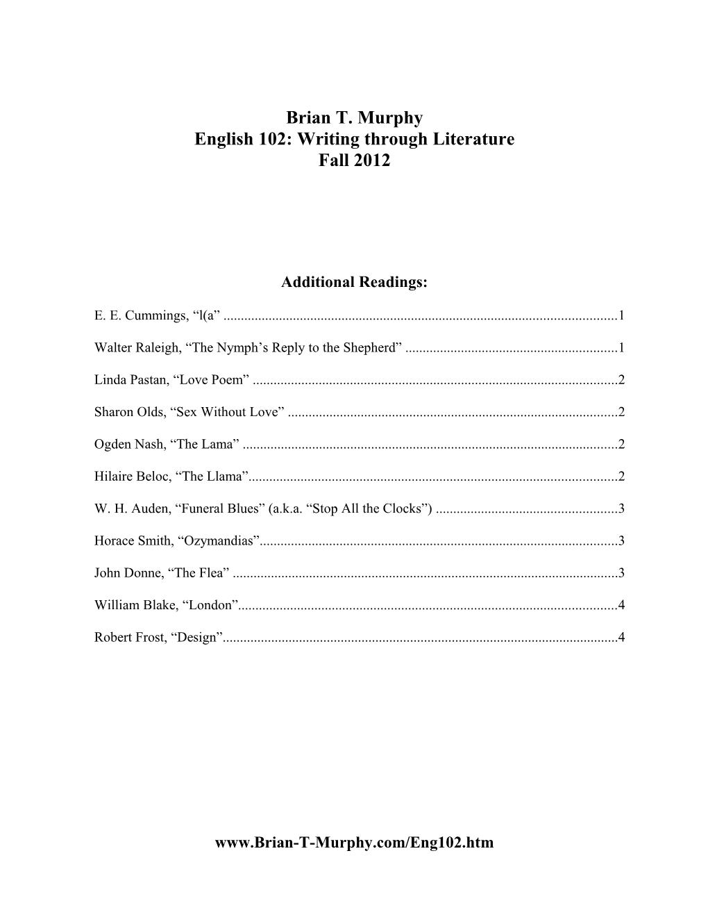 English 102: Writing Through Literature
