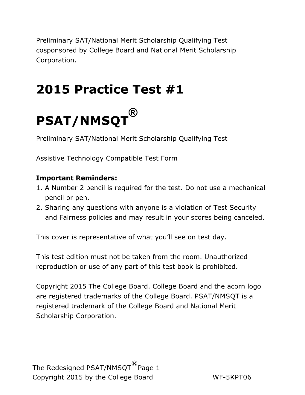 2015 Practice Test #1