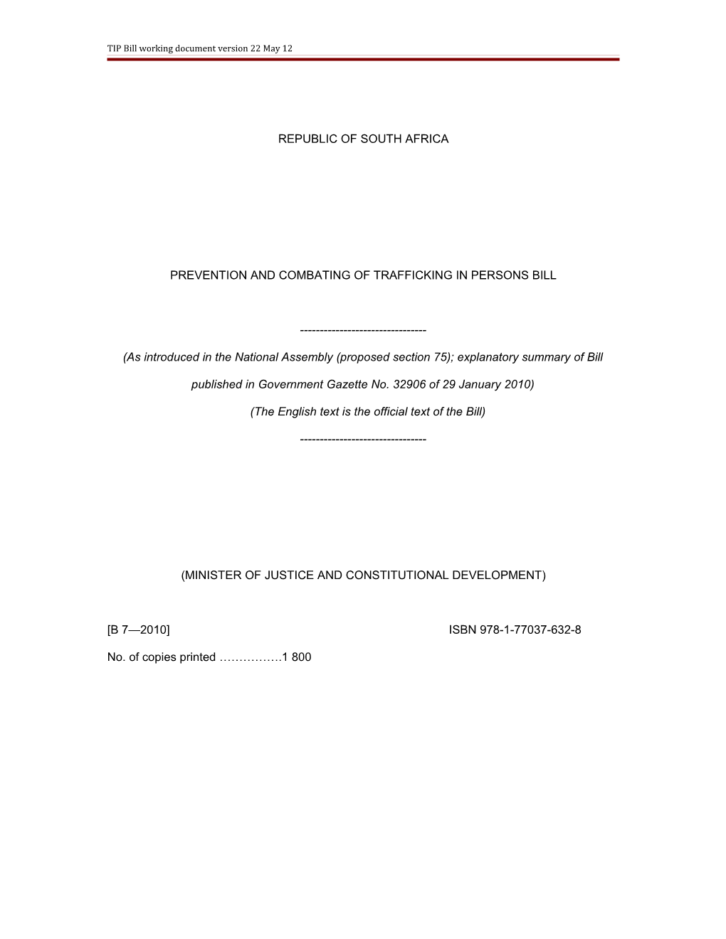 Amendments to TIP Bill Working Document/Doc March 2011