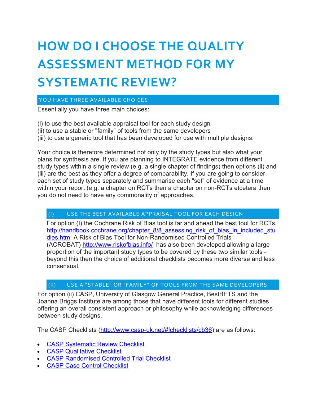 How Do I Choose the Quality Assessment Method for My Systematic Review?