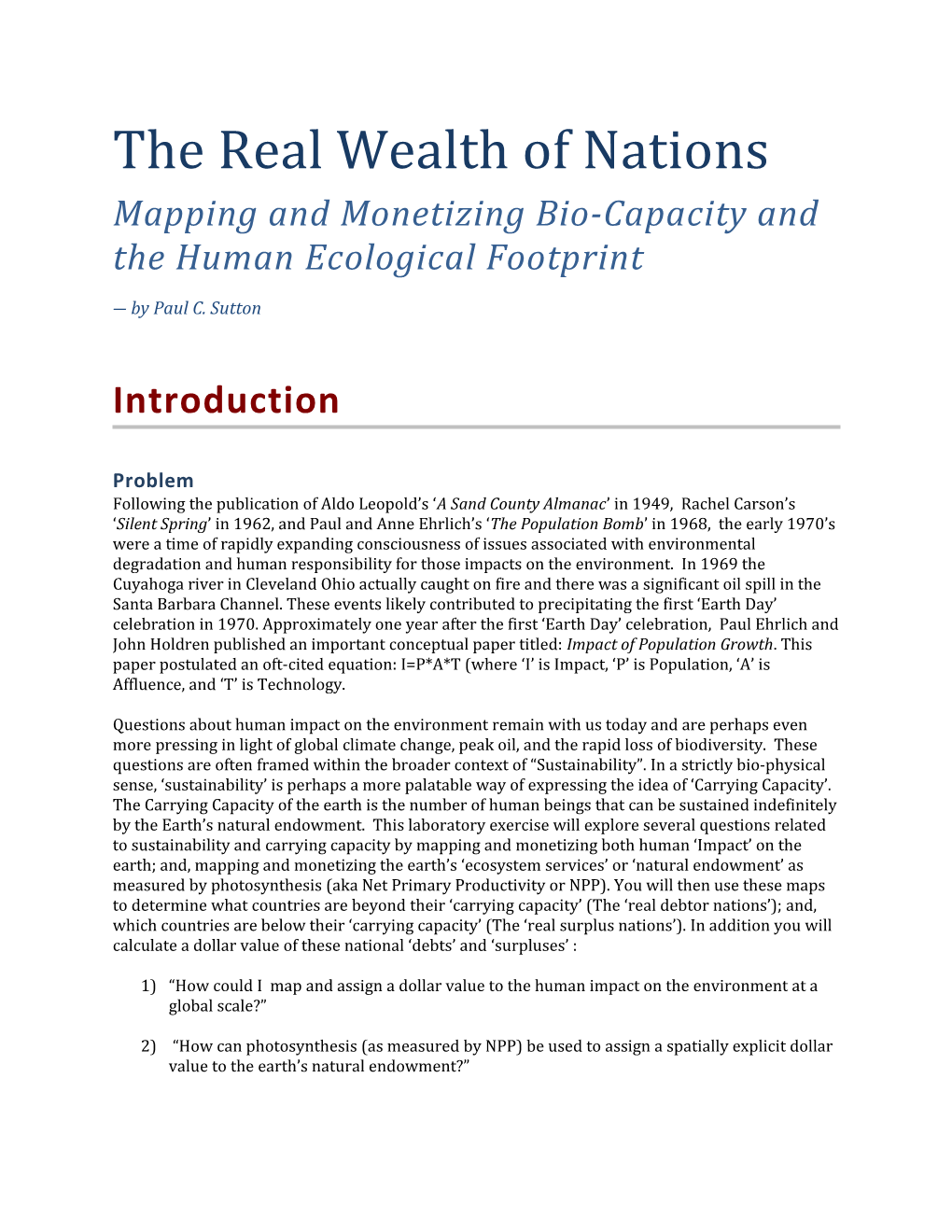 The Real Wealth of Nationspaul Sutton