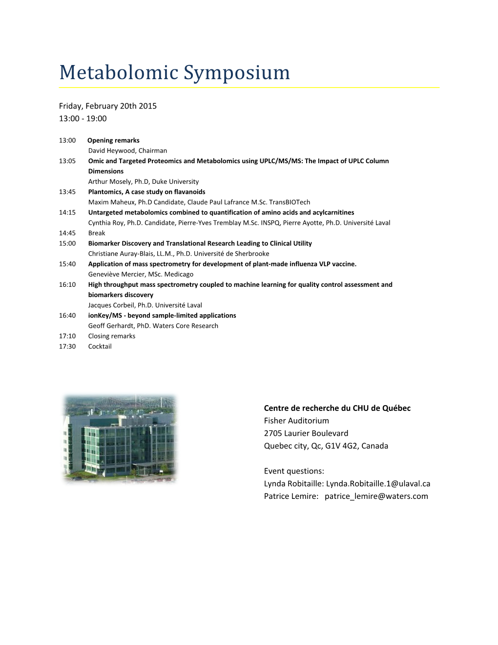 Metabolomic Symposium