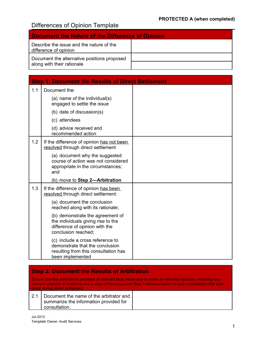 OAG Differences of Opinion Template