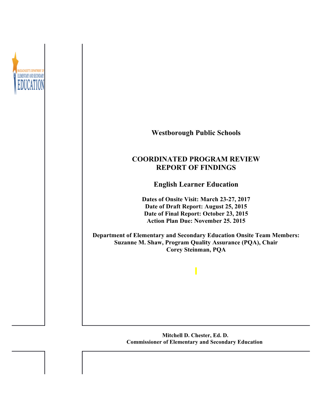 Westborough PS ELE CPR Final Report 2014-15