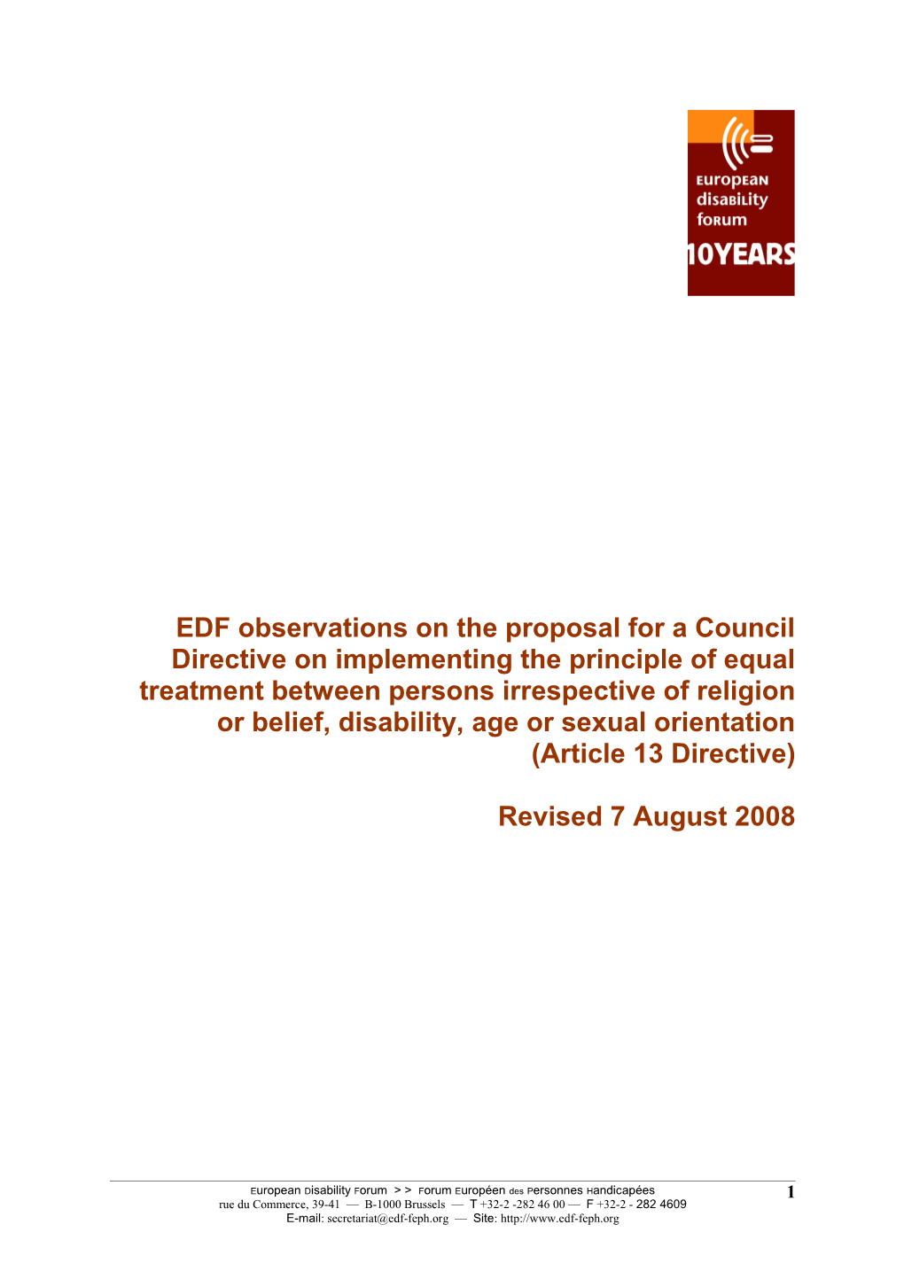 EDF Preliminary Comments to the Article 13 Draft Directive