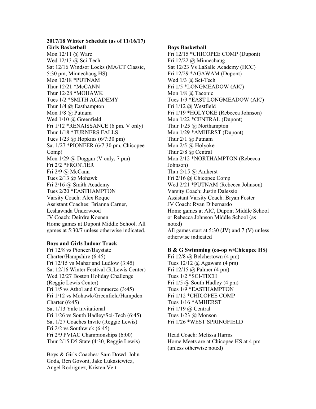 Girls Basketball Schedule 2009