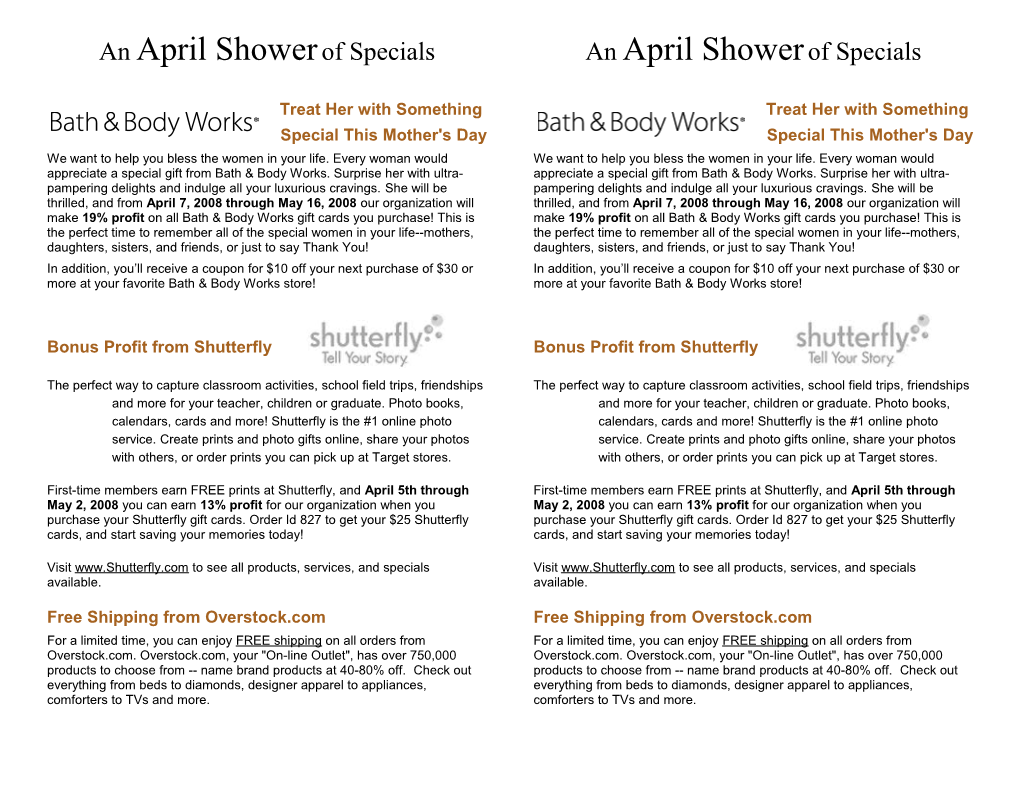 An April Shower of Specials