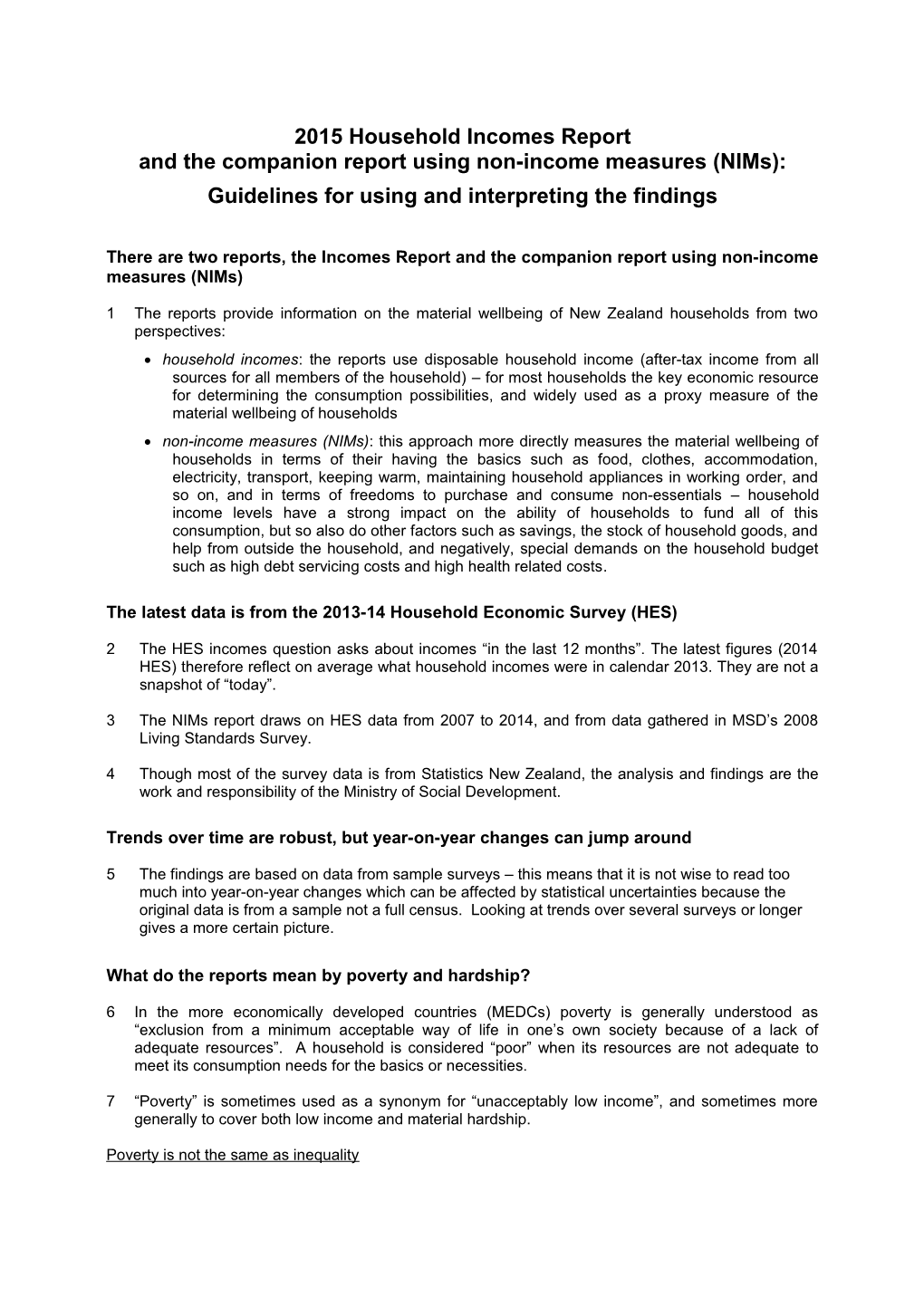 And the Companion Report Using Non-Income Measures (Nims)