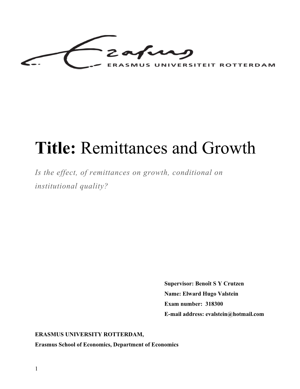 Title: Remittances and Growth