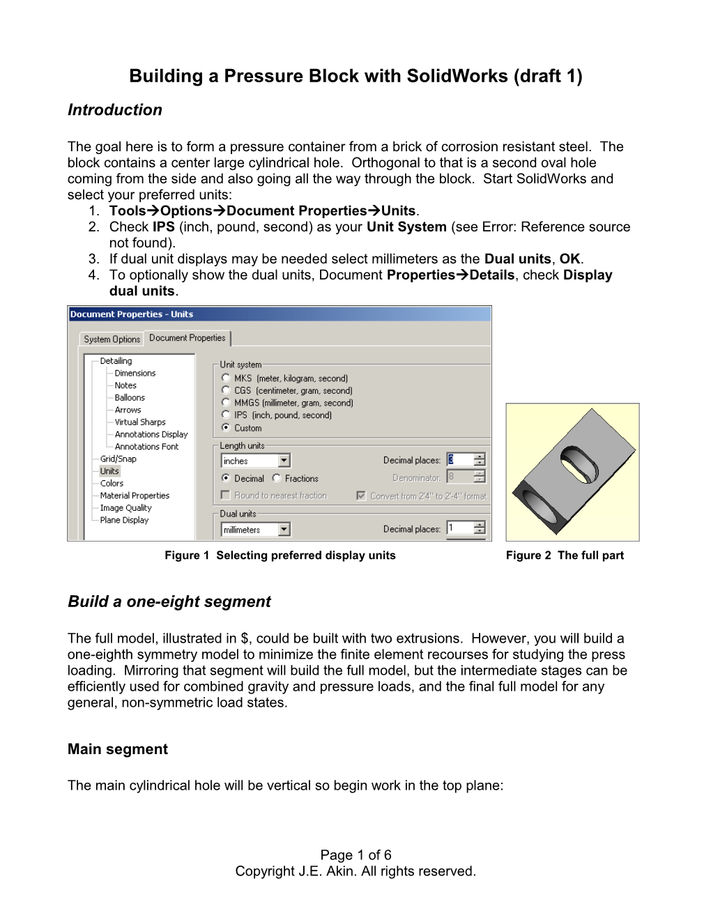 Building a Pressure Block with Solidworks