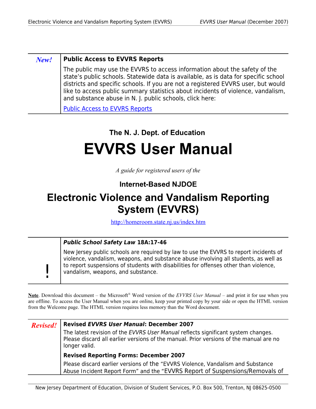 EVVRS User S Manual