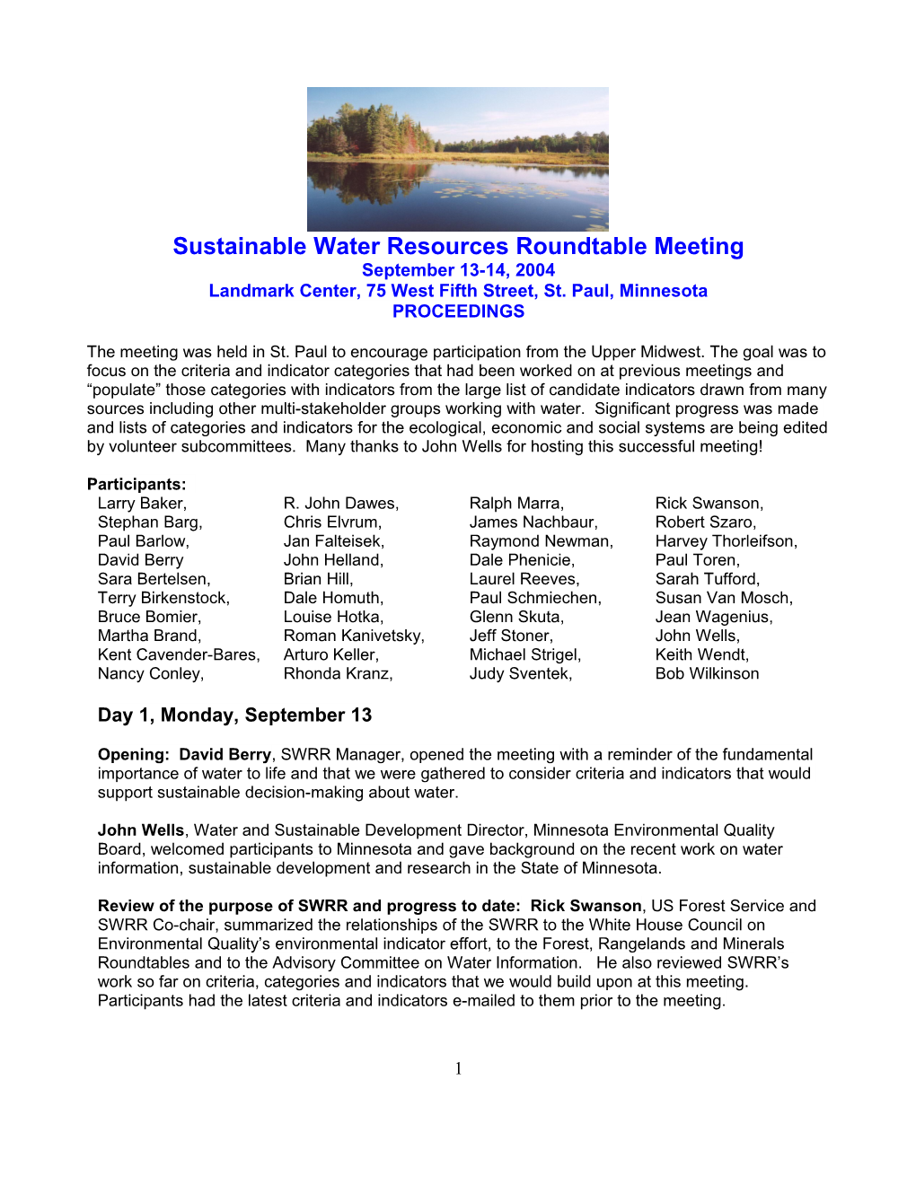 Sustainable Water Resources Roundtable (SWRR)