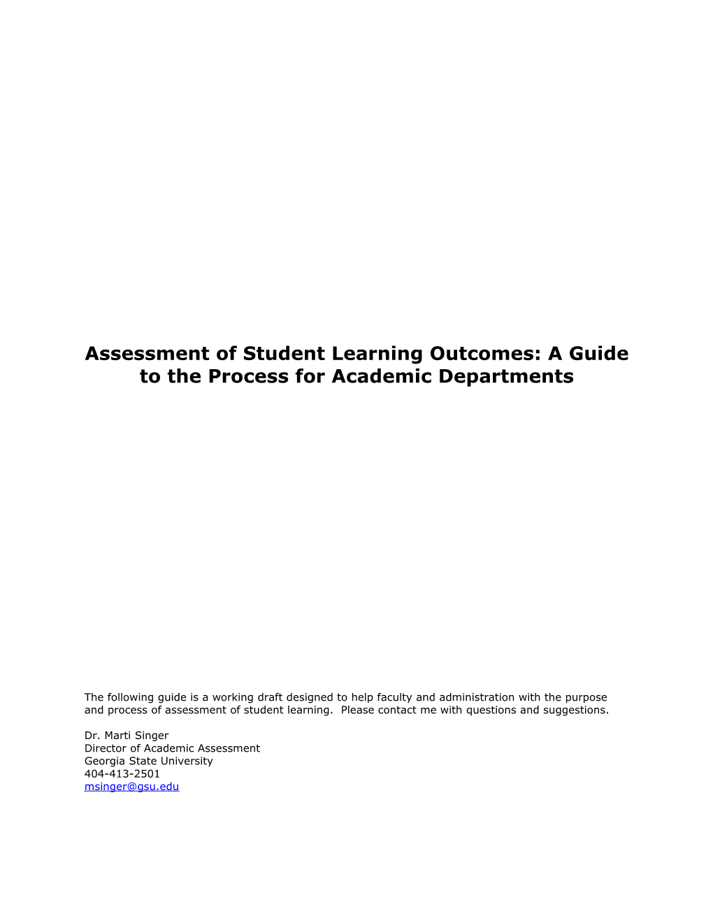 A Guide for Assessment at GSU