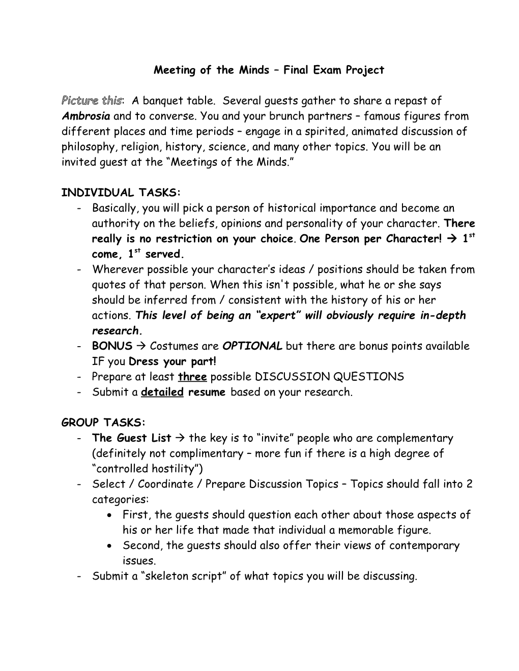 Meeting of the Minds 3Rd Quarter Research Project