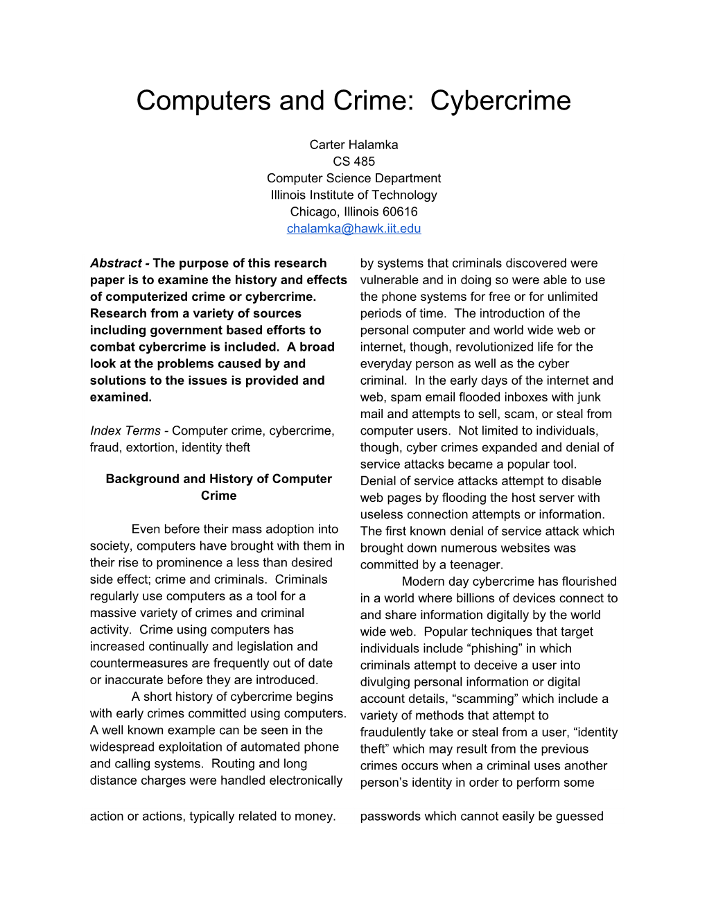 Computers and Crime: Cybercrime