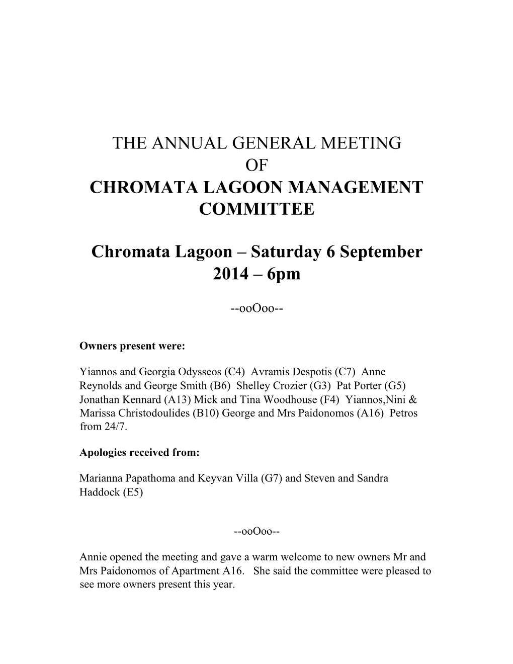 Chromata Lagoon Management Committee