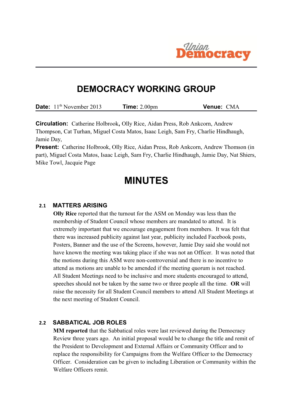 Democracy Working Group