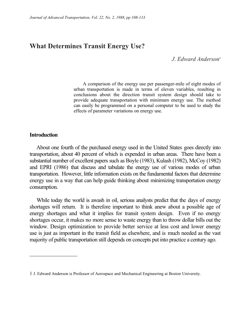 What Determines Transit Energy Use