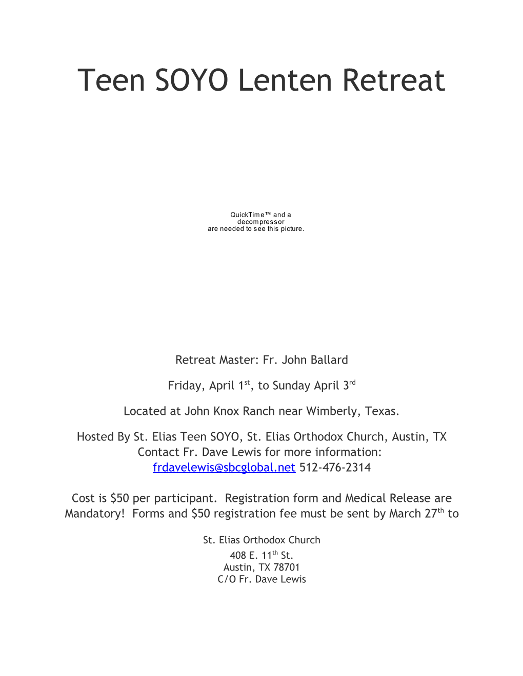 Teen SOYO Lenten Retreat