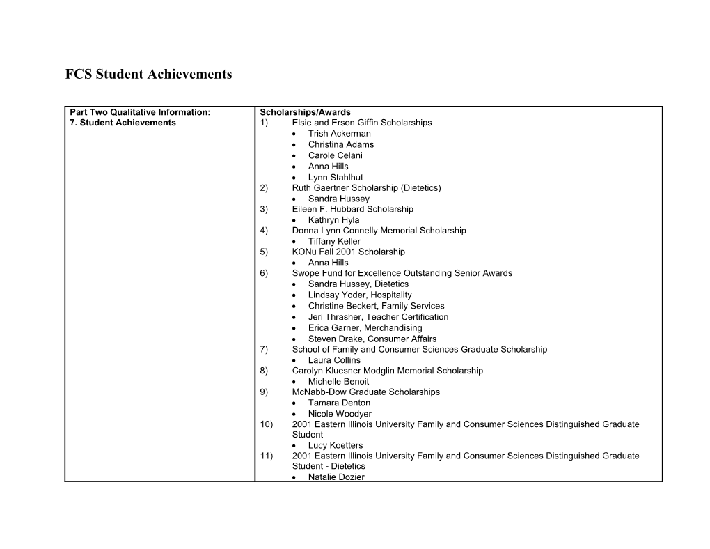 FCS Student Achievements