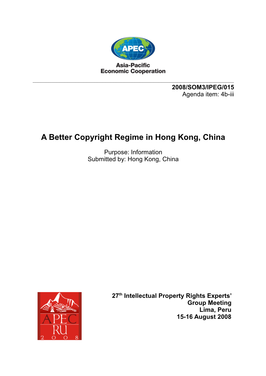 Draft Update on Hong Kong Copyright Law in January - July 2008