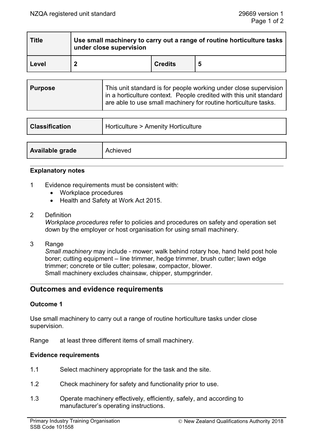 29669 Use Small Machinery to Carry out a Range of Routine Horticulture Tasks Under Close