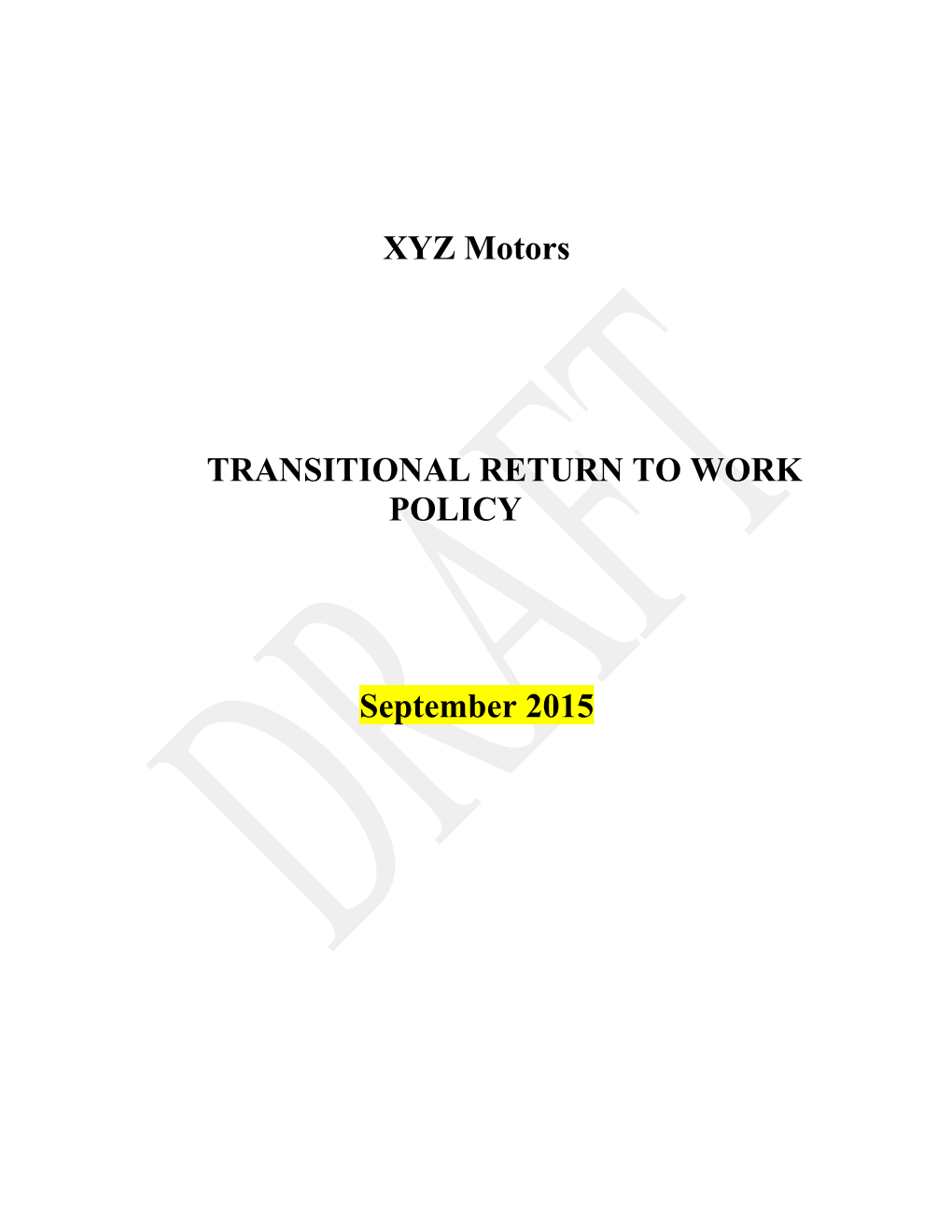 Transitional Return to Work