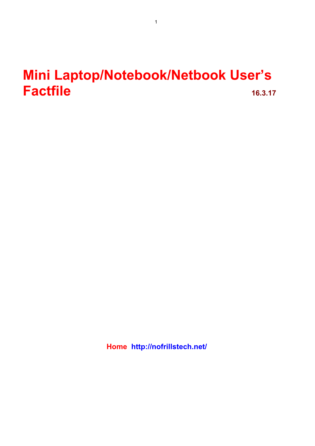 Mini Laptop/Notebook/Netbook User S Manual
