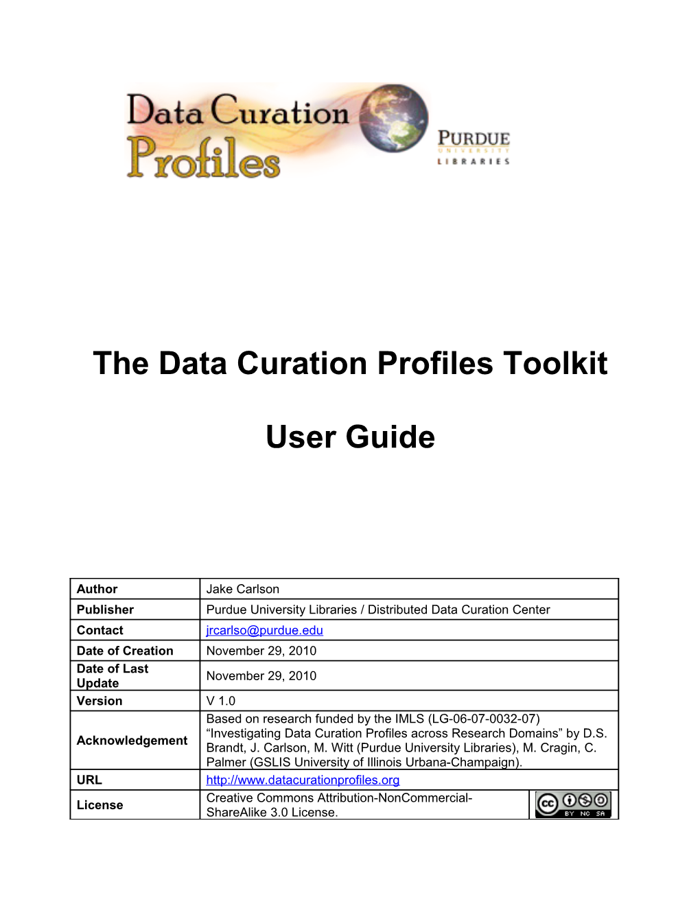 The Data Curation Profiles Toolkit