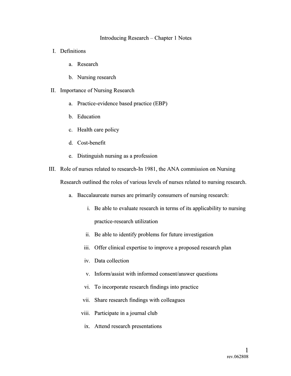 Introduction to Nursing Research Chapter 1 Notes