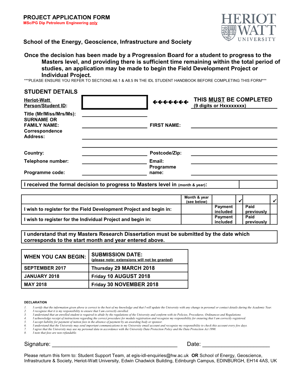 Please Ensure Yourefer Tosections A8.1 & A8.5 Inthe Idl Student Handbook Before Completing