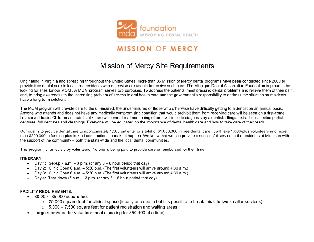 Mission of Mercy Site Evaluation