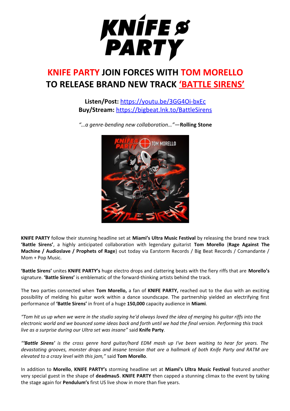 Knife Party Join Forces with Tom Morello