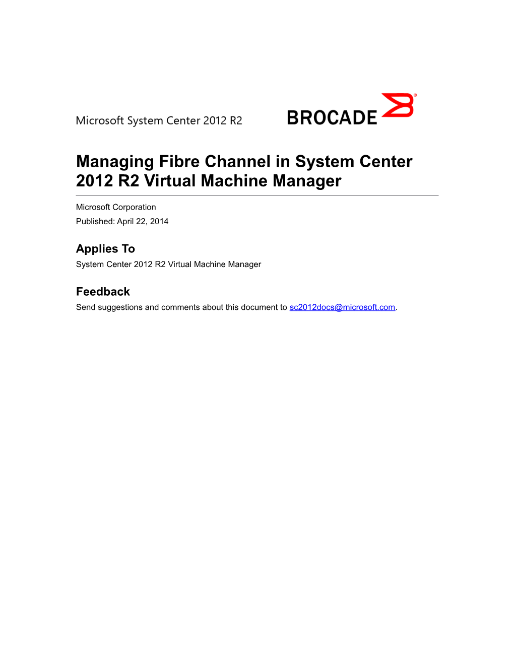 Managing Fibre Channel in System Center 2012 R2 Virtual Machine Manager