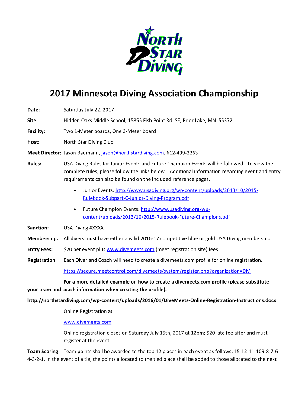 2017 Minnesota Diving Association Championship
