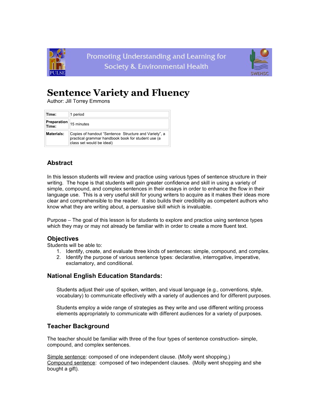 Sentence Variety and Fluency