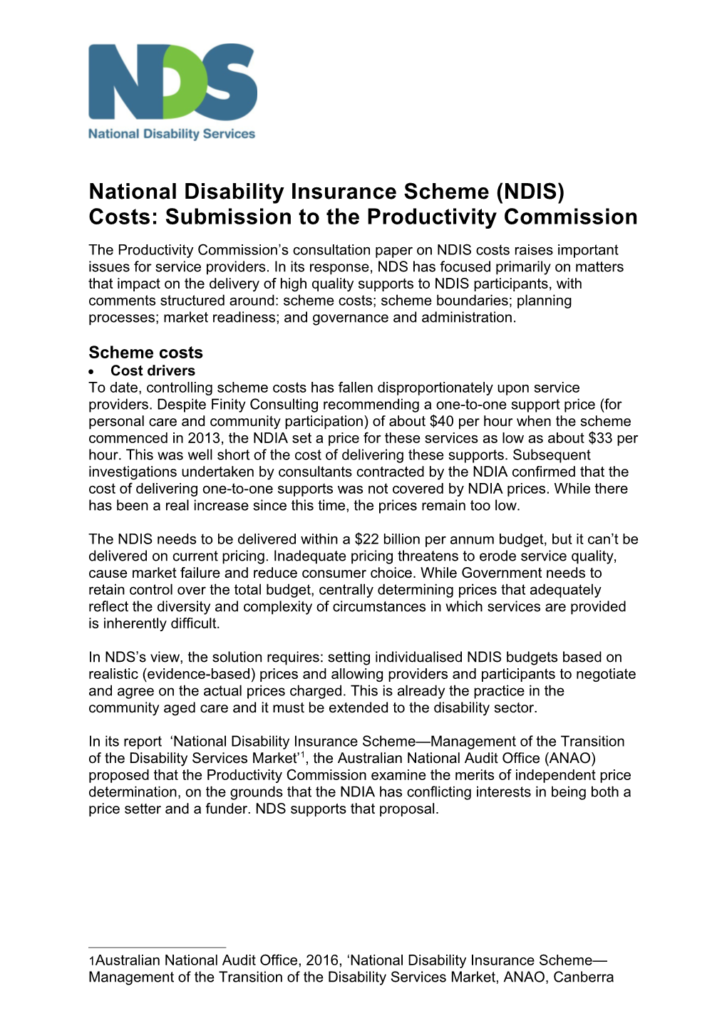 Submission 51 - National Disability Services (NDS) - National Disability Insurance Scheme