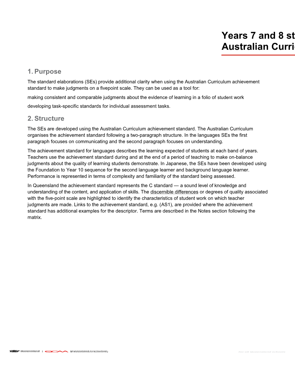 Years 7 and 8 Standard Elaborations Australian Curriculum: Japanese